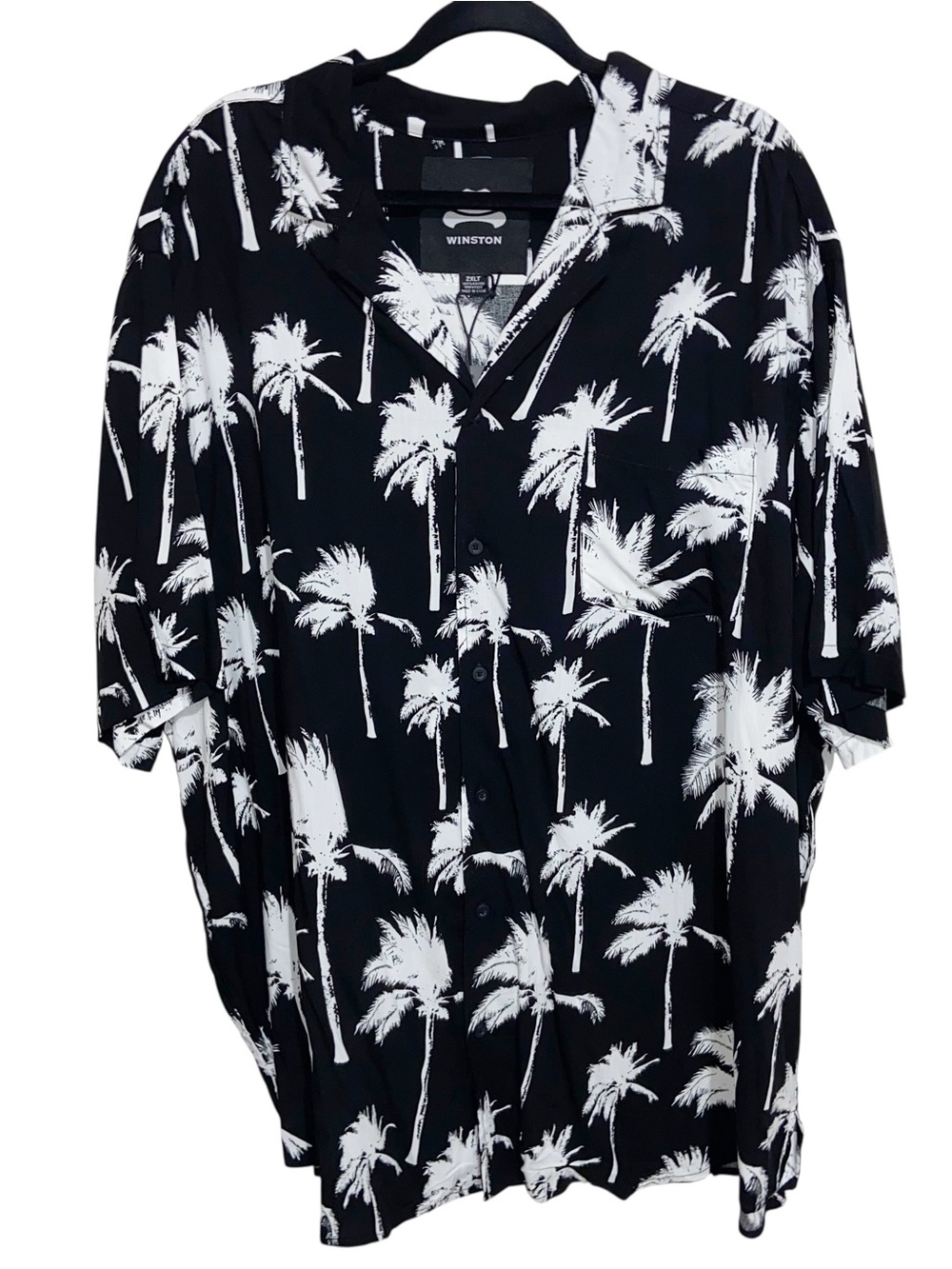 Winston Shirt Mens 2X Tall Hawaiian Palm Tropical Button Camp Big & Tall New